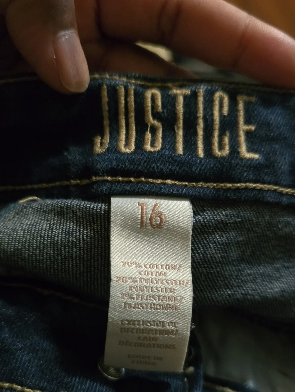 Justice Shorts American Flag Blue Denim Frayed Hem Girls Size 16 Shorts
